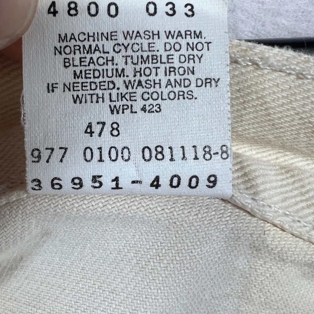 Vintage Levis 550 High Waisted Denim Shorts Cream Off White Womens Size 14 31w